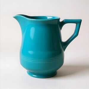 Vintage Turquoise California Pottery Fiestaware Pitcher Ceramic Retro